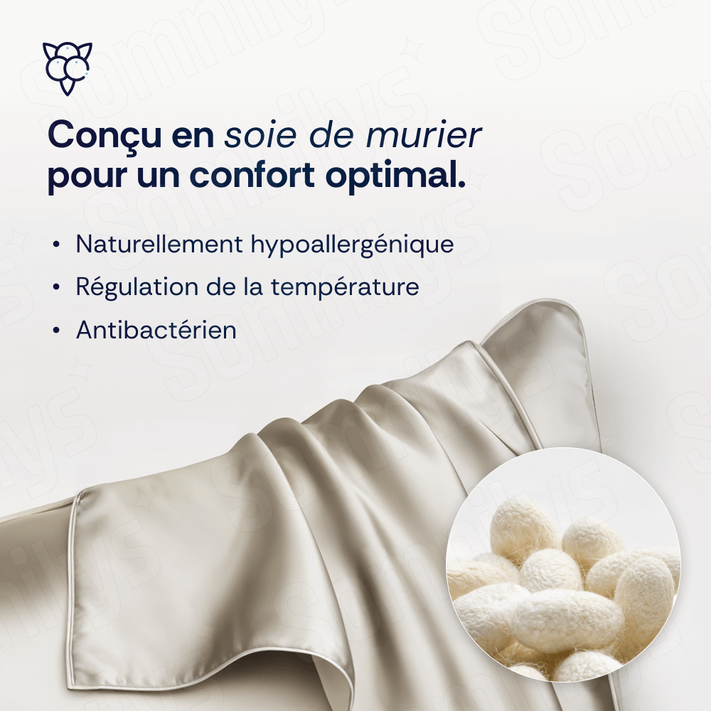 Taie d'oreiller en soie de mûrier